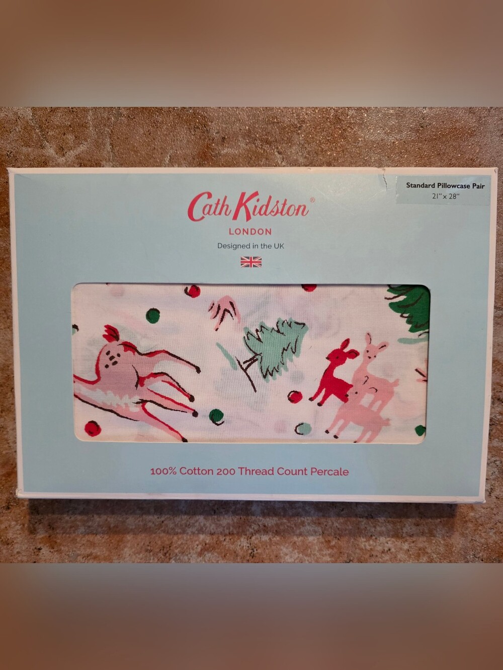 Cath Kidston Ditsy Deer Standard Pillowcase Pair NIB